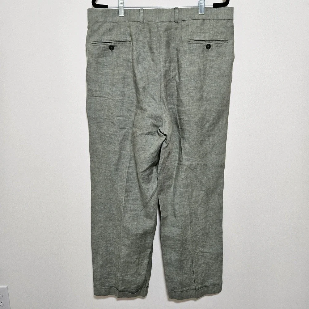 Paul Fredrick Mens 100% Linen Trousers Pants Pleated‎ Vacation Wedding 38x30